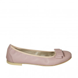 Woman's ballerina in rose leather with big bow heel 1 - Available sizes:  42