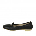 Ballerina da donna con velcro in pelle nera tacco 1 - Misure disponibili: 42