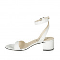 Sandale pour femmes en cuir blanc avec courroie à la cheville talon 5 - Pointures disponibles:  43