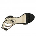 Sandalia para mujer con cinturon al tobillo en gamuza negra tacon 5 - Tallas disponibles:  42, 44