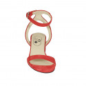 Sandalia para mujer con cinturon al tobillo en gamuza roja tacon 5 - Tallas disponibles:  42, 43, 44