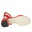 Sandalia para mujer con cinturon al tobillo en gamuza roja tacon 5 - Tallas disponibles:  42, 43, 44