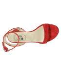 Sandalia para mujer con cinturon al tobillo en gamuza roja tacon 5 - Tallas disponibles:  42, 43, 44