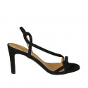 Sandale pour femmes avec elastique en daim noir talon 8 - Pointures disponibles:  46