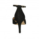 Woman's open shoe with strap in black suede heel 8 - Available sizes:  42, 43, 45