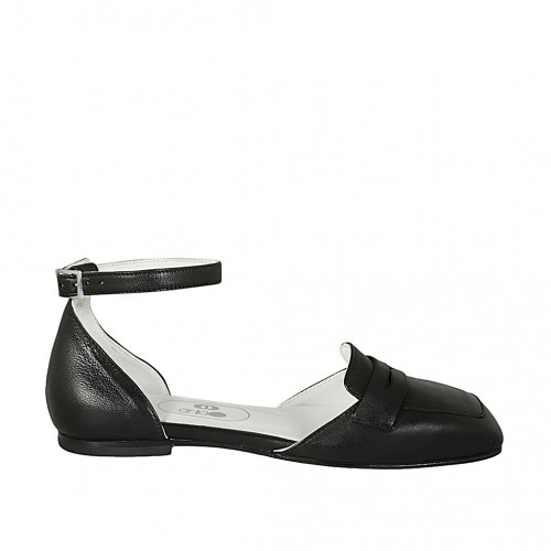 Chaussure ouverte pour femmes en cuir noir avec courroie talon 1 - Pointures disponibles:  43