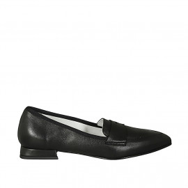 Woman's pointy loafer in black leather heel 2 - Available sizes:  42