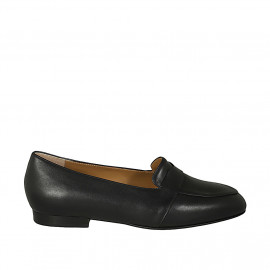 Woman's mocassin in black leather with heel 1 - Available sizes:  42