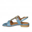 Sandale pour femmes avec strass en cuir bleu clair talon 2 - Pointures disponibles:  46