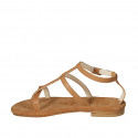 Sandalia de dedo para mujer en piel cognac tacon 1 - Tallas disponibles:  33