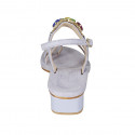 Woman's thong sandal in lilac suede with rhinestones heel 3 - Available sizes:  33, 42, 44, 46