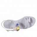 Woman's thong sandal in lilac suede with rhinestones heel 3 - Available sizes:  33, 42, 44, 46