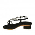 Woman's thong sandal in black suede with rhinestones heel 3 - Available sizes:  42