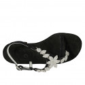 Woman's thong sandal in black suede with rhinestones heel 3 - Available sizes:  42