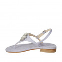 Woman's thong sandal in lilac suede with rhinestones heel 2 - Available sizes:  33, 42, 43, 44, 46