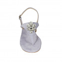 Woman's thong sandal in lilac suede with rhinestones heel 2 - Available sizes:  33, 42, 43, 44, 46