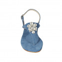 Sandalo infradito da donna in camoscio blu con strass tacco 2 - Misure disponibili: 33, 45, 46