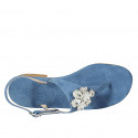 Sandalo infradito da donna in camoscio blu con strass tacco 2 - Misure disponibili: 33, 45, 46