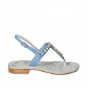 Sandalo infradito da donna in pelle blu con strass tacco 2 - Misure disponibili: 33, 34, 42, 45, 46