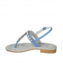 Sandalo infradito da donna in pelle blu con strass tacco 2 - Misure disponibili: 33, 34, 42, 45, 46