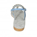 Sandalo infradito da donna in pelle blu con strass tacco 2 - Misure disponibili: 33, 34, 42, 45, 46