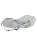 Sandalo infradito da donna in pelle blu con strass tacco 2 - Misure disponibili: 33, 34, 42, 45, 46