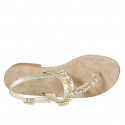 Sandalo infradito da donna con strass in pelle laminata platino tacco 2 - Misure disponibili: 34, 42, 43, 45, 46