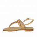 Woman's thong sandal in beige leather with rhinestones heel 2 - Available sizes:  42