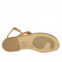 Sandalo infradito da donna in pelle beige con strass tacco 2 - Misure disponibili: 42