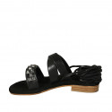 Sandalia en estilo gladiador con cordones y tachuelas para mujer en piel negra tacon 2 - Tallas disponibles:  33, 34, 42, 43, 45