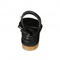 Sandalia en estilo gladiador con cordones y tachuelas para mujer en piel negra tacon 2 - Tallas disponibles:  33, 34, 42, 43, 45