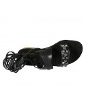 Sandalia en estilo gladiador con cordones y tachuelas para mujer en piel negra tacon 2 - Tallas disponibles:  33, 34, 42, 43, 45