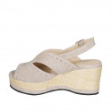 Sandalo da donna in camoscio taupe con borchie, plateau e zeppa rivestita 7 - Misure disponibili: 42, 45, 46