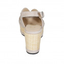 Woman's sandal in taupe suede with studs, platform and coated wedge heel 7 - Available sizes:  42, 45, 46