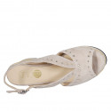 Woman's sandal in taupe suede with studs, platform and coated wedge heel 7 - Available sizes:  42, 45, 46