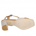 Sandale pour femmes en cuir cognac et beige avec courroie talon 8 - Pointures disponibles:  42, 43, 45