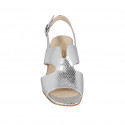 Sandale pour femmes en cuir imprimé et lamé argent talon 6 - Pointures disponibles:  44, 46