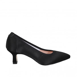 Woman's pointy pump in black satin heel 6 - Available sizes:  32