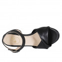 Sandale avec courroie pour femmes en cuir noir talon 6 - Pointures disponibles:  42, 44, 45