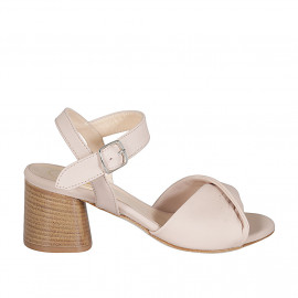 Woman's strap sandal in nude leather heel 6 - Available sizes:  42, 44, 45