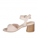 Sandale avec courroie pour femmes en cuir nue talon 6 - Pointures disponibles:  42, 44, 45