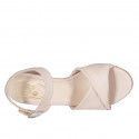 Sandalia con cinturon para mujer en piel nude tacon 6 - Tallas disponibles:  42, 44, 45