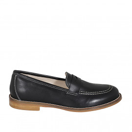 Woman's mocassin in black leather heel 2 - Available sizes:  32