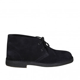 Men's laced ankle shoe in dark blue suede - Available sizes:  36