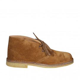 Chaussure pour hommes à lacets en daim cognac - Pointures disponibles:  36, 38, 46, 47, 48