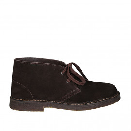 Men's laced ankle shoe in dark brown suede - Available sizes:  46