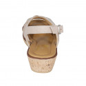 Woman's sandal in beige and multicolored printed suede wedge heel 4 - Available sizes:  42, 43