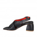 Sandalo da donna in pelle nera con fasce incrociate tacco 5 - Misure disponibili: 33, 42, 44