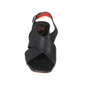 Sandalo da donna in pelle nera con fasce incrociate tacco 5 - Misure disponibili: 33, 42, 44