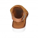 Sandale pour femmes en cuir et daim cognac talon 2 - Pointures disponibles:  33, 42, 43, 44